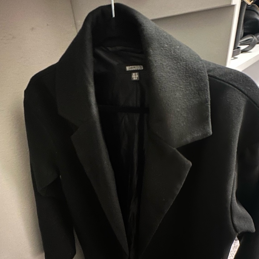 Black Faux Suede Trench Coat